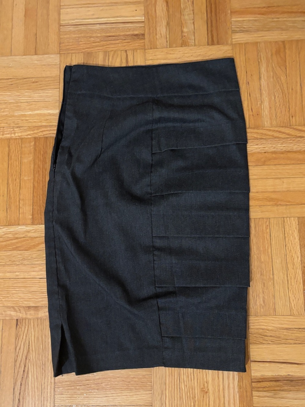 Tailored Black Layered Pencil Skirt